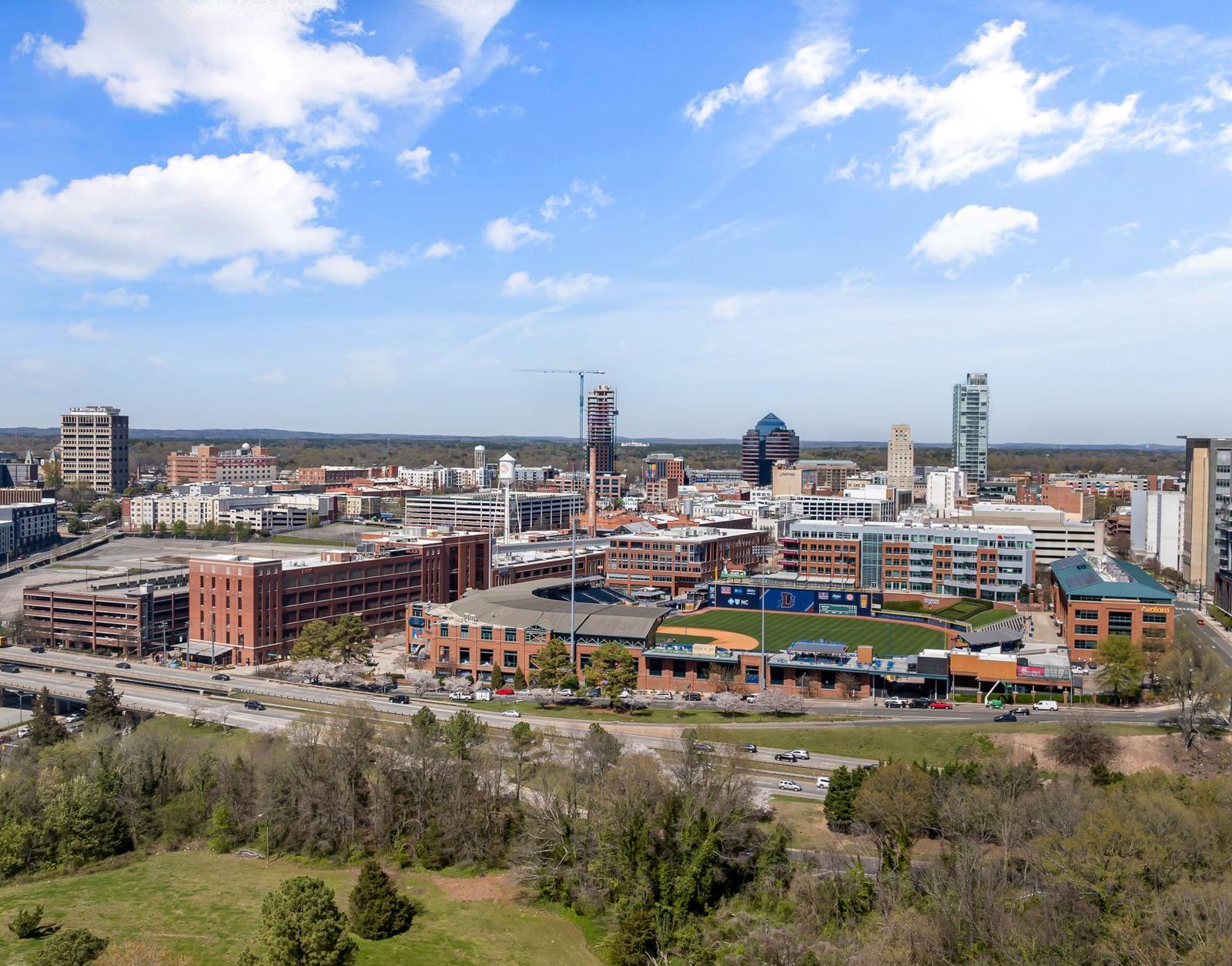 Aerial View of Downtown Durham North Carolina